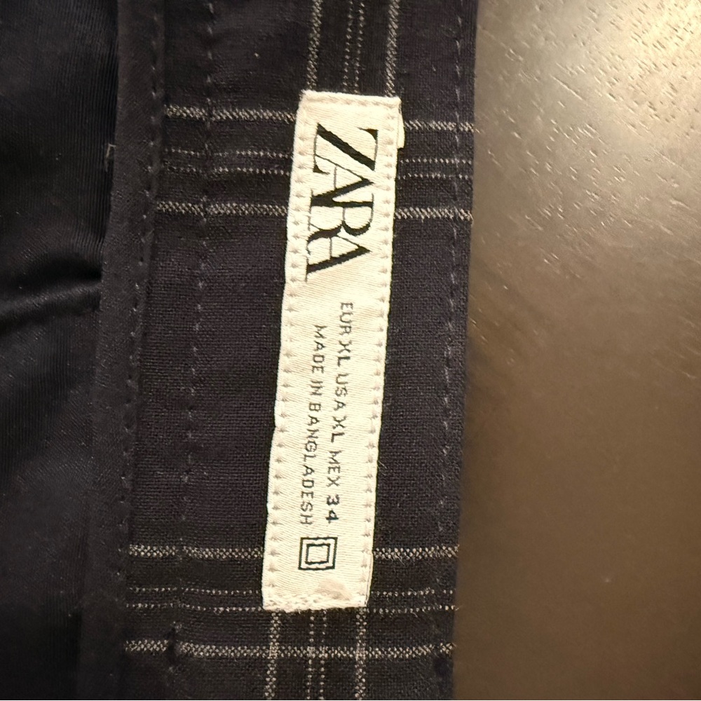 ZARA Men's Navy and Gray Check Plaid Dress Pants - Picture 3 of 3